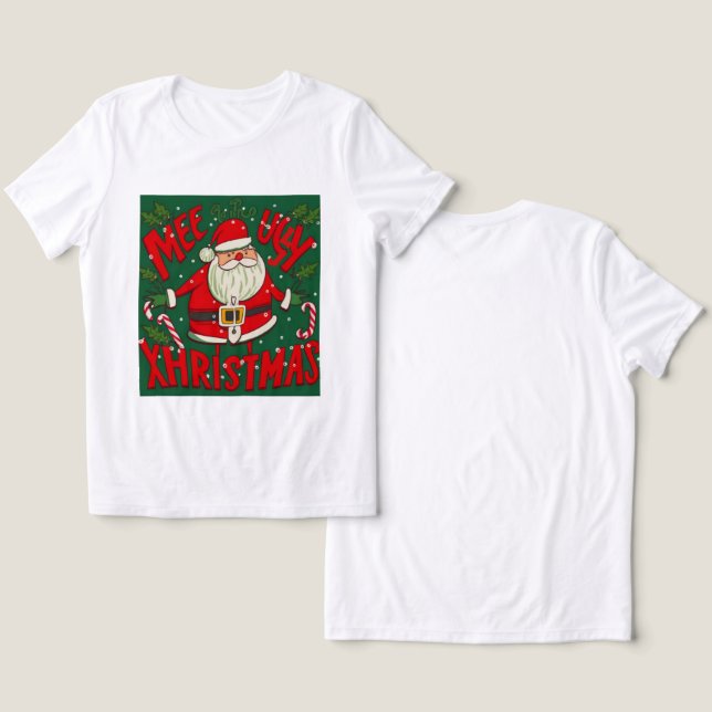 Camiseta Triblenda Diseño de Santa Claus feo y gracioso (Diseño Anverso y Reverso)