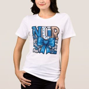 Camiseta Triblenda Diseño de sublimación de enfermera Coquette azul c