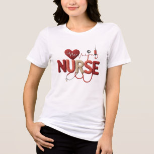 Camiseta Triblenda Diseño de sublimación de enfermera tejida con lati