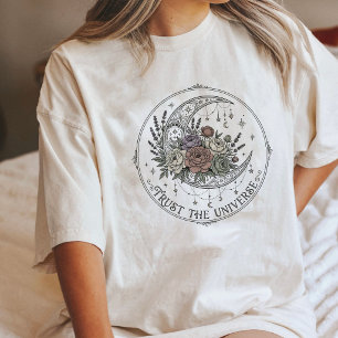 Camiseta Triblenda Diseño de tatuaje floral celestial Boho Moon
