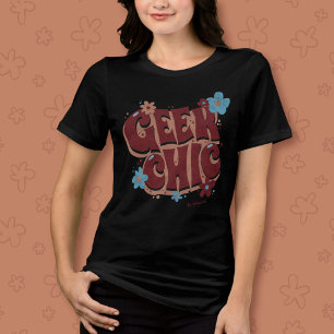 Camiseta Triblenda Diseño de texto floral con letras de mano de Moda