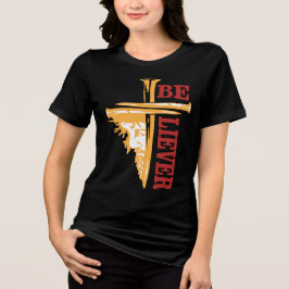 Camiseta Triblenda Diseño de uña de cruz de Jesús – Cristiano poderos