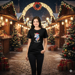 Camiseta Triblenda Diseño de unicornio Feliz Navidad