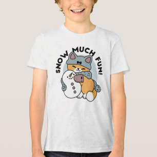 Camiseta Triblenda Diseño de vacaciones de invierno para gato con nie