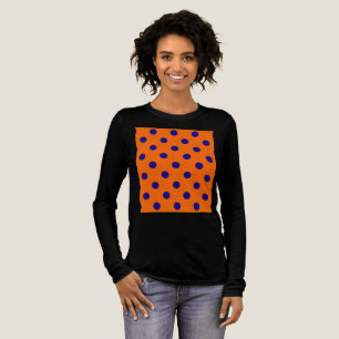 Camiseta Triblenda Diseño del patrón de puntos de polka azul sobre Na