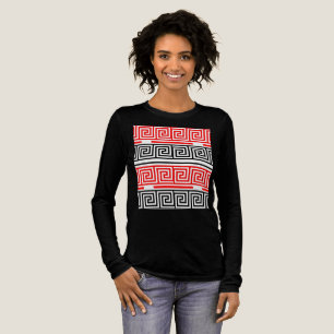 Camiseta Triblenda Diseño del patrón rojo blanco negro griego de clav