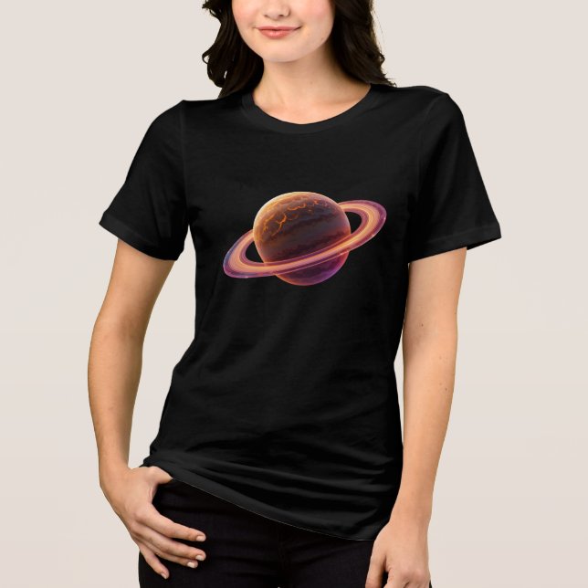 Camiseta Triblenda Diseño del planeta Saturno (Anverso)