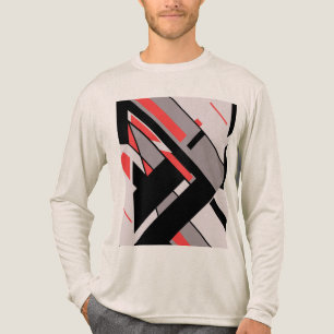 Camiseta Triblenda Diseño diagonal geométrico Gris negro rojo parecid