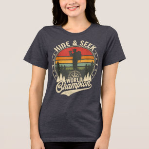Camiseta Triblenda Diseño divertido de bosque al atardecer retro
