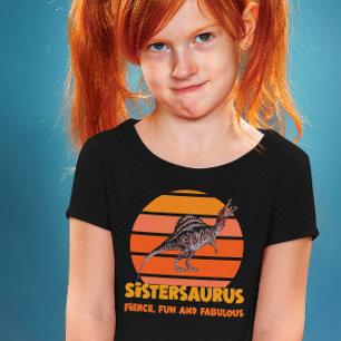 Camiseta Triblenda Diseño Divertido de Hermana Chica Dinosaurio Siste