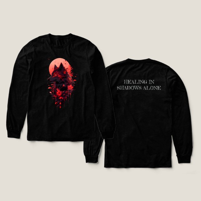Camiseta Triblenda Diseño épico de los lobos en la sombra (Diseño frontal y trasero)