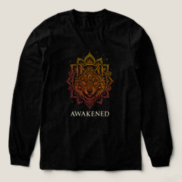 Camiseta Triblenda Diseño Espiritual de Mandala de Lobo Despierto