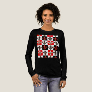 Camiseta Triblenda Diseño Fleur-de-lis con cuadros blancos rojos