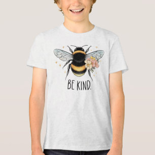 Camiseta Triblenda Diseño Floral Amable Abeja Lindo Inspirador