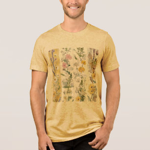 Camiseta Triblenda Diseño floral beige en pincelada