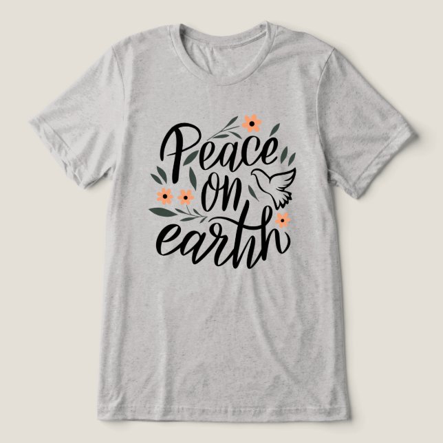 Camiseta Triblenda Diseño floral de la paz en la Tierra (Diseño delantero )