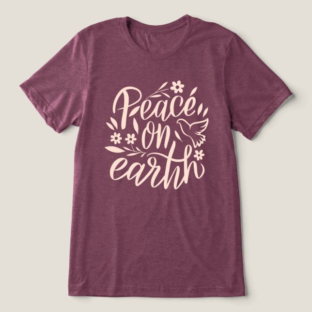 Camiseta Triblenda Diseño floral de la paz en la Tierra (Diseño delantero )