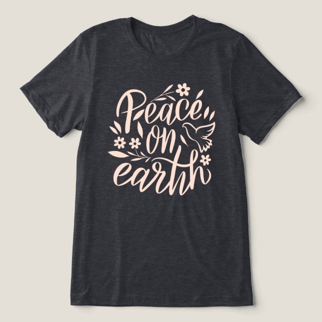 Camiseta Triblenda Diseño floral de la paz en la Tierra (Diseño delantero )