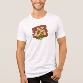 Camiseta Triblenda Diseño floral rústico sobre fondo marrón