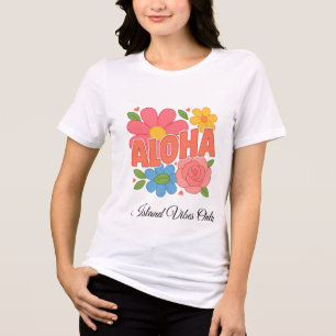 Camiseta Triblenda Diseño Floral Tropical Flor de Aloha   Cute Hawaii