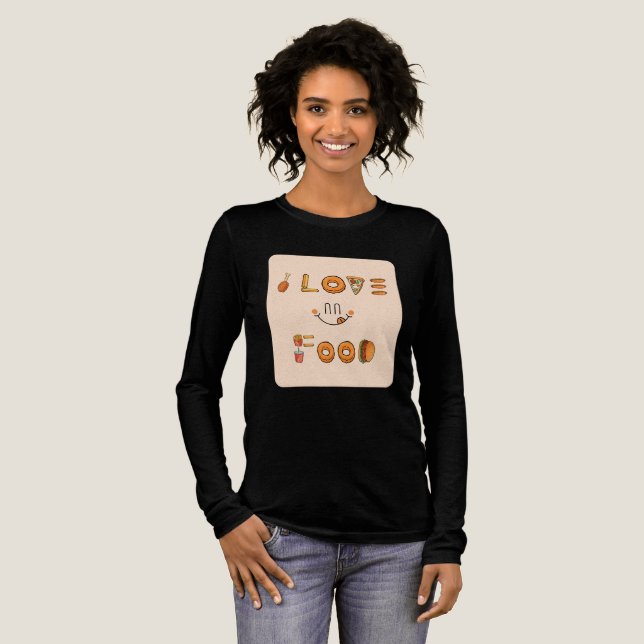 Camiseta Triblenda Diseño gastronómico con pizza, donuts, hamburguesa (Anverso Completo)