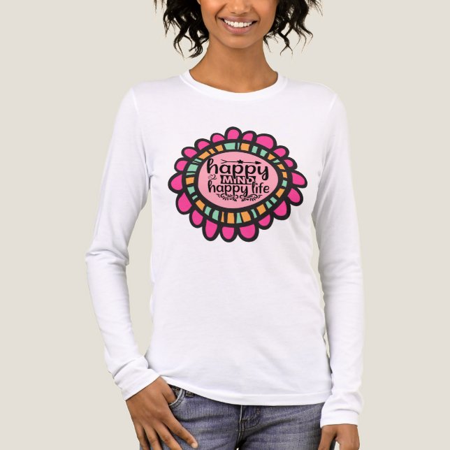 Camiseta Triblenda Diseño gráfico motivacional de Happy Mind Happy Li (Anverso)