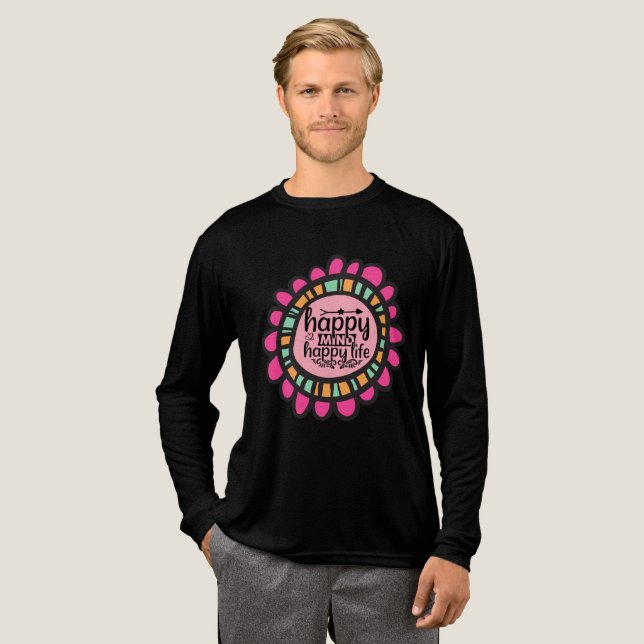 Camiseta Triblenda Diseño gráfico motivacional de Happy Mind Happy Li (Anverso Completo)
