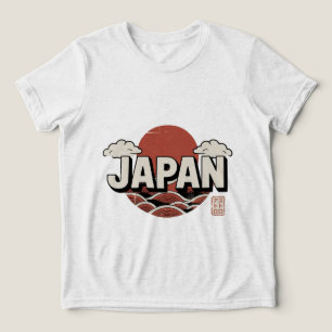 Camiseta Triblenda Diseño Gráfico Retro Japonés Sol Naciente Ola