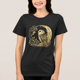 Camiseta Triblenda Diseño místico de lechuza de granero de luna creci