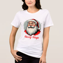 Camiseta Triblenda Diseño Navideño de Santa Magia Alegre