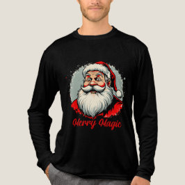 Camiseta Triblenda Diseño Navideño de Santa Magia Alegre