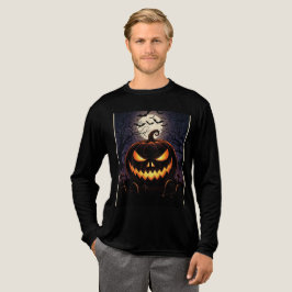 Camiseta Triblenda Diseño nocturno de calabaza de Halloween espumoso