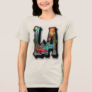 Camiseta Triblenda Diseño Retro de Coches y Esqueletos al Estilo Góti