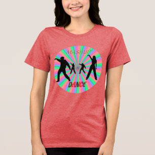 Camiseta Triblenda Diseño Retro Mezcla Baile Silueta Explosión de Sol