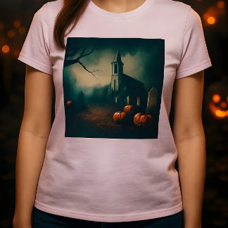 Camiseta Triblenda Diseño rústico vintage de cementerio de Halloween 