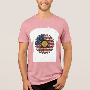 Camiseta Triblenda Diseño vectorial de flor de margarita patriótica v