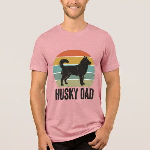 Camiseta Triblenda Diseño vectorial de perro retro Husky papá vintage