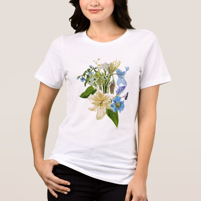 Camiseta Triblenda Diseño vectorial de ramo floral: primavera de vera (Anverso)