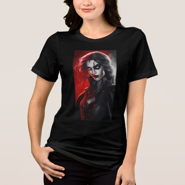 Camiseta Triblenda Disfraces de Halloween chicas de arte cómico de va (Anverso)