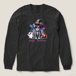 Camiseta Triblenda Disfraces Skeleton Cat-Halloween