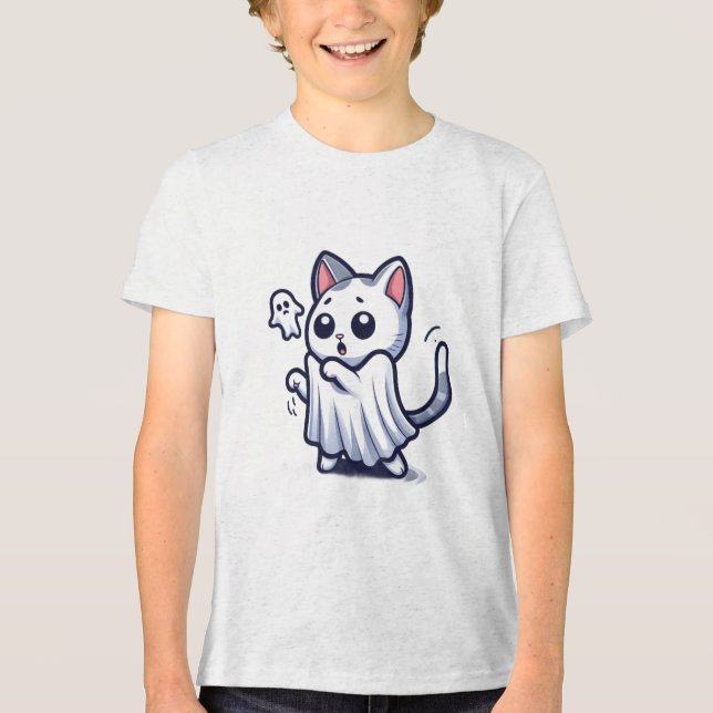 Camiseta Triblenda Disfraz de Halloween de Ghost Kitty (Anverso)