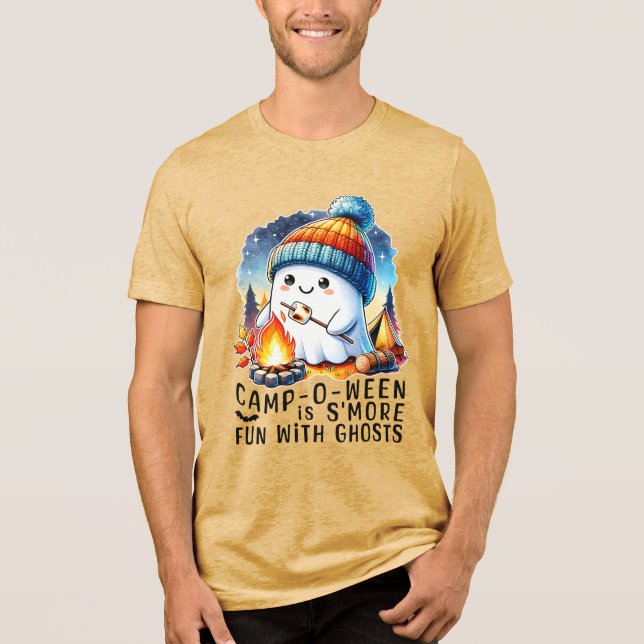 Camiseta Triblenda Diversión De Camp-O-Ween S'more - Fantasma Acampan (Anverso)