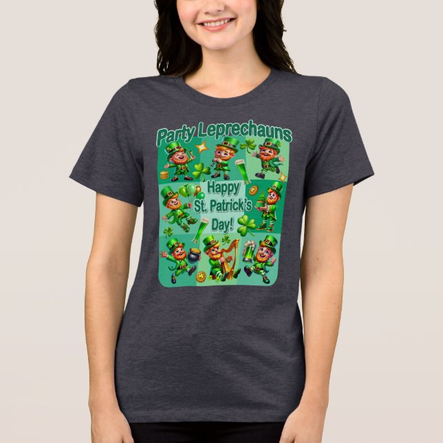 Camiseta Triblenda Diversión de San Patricio Adorable "Fiesta Leprech (Anverso)