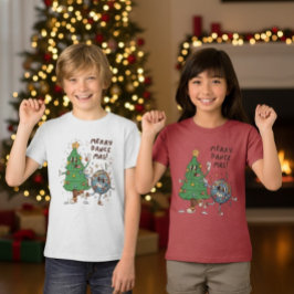 Camiseta Triblenda Divertido Árbol de Navidad Disco Bailando en Navid