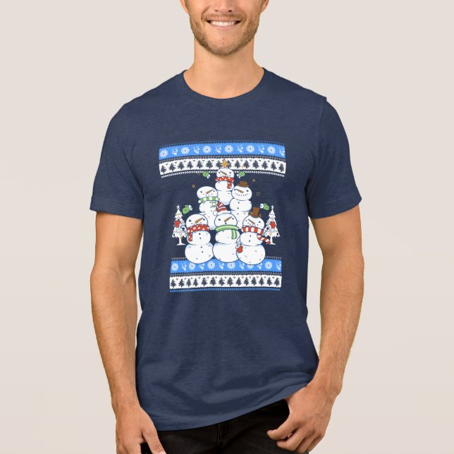 Camiseta Triblenda Divertido árbol navideño de Snowman (Anverso)