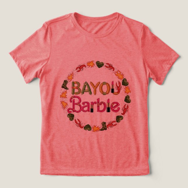 Camiseta Triblenda ¡Divertido Bayou Barbie Purpurina Tee! 💕 👢 (Diseño delantero )