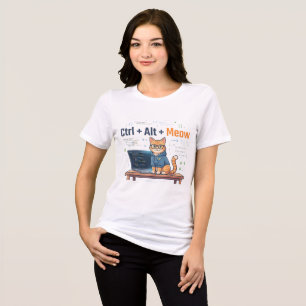 Camiseta Triblenda Divertido Ctrl Alt Meow Gato Programador Coder Gee