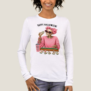 Camiseta Triblenda Divertido esqueleto de Mahjong Halloween