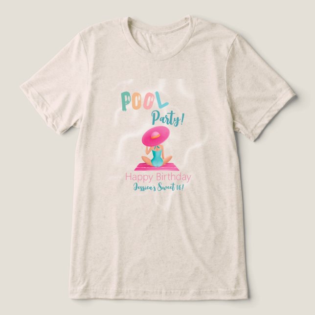 Camiseta Triblenda Divertido Fiesta de la piscina de verano acuarela  (Diseño delantero )