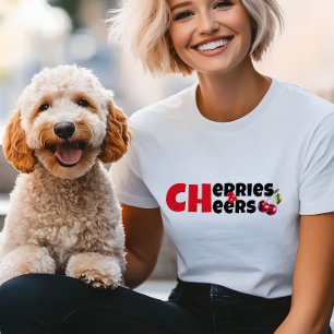 Camiseta Triblenda Divertido lema blanco rojo de la vibra de cerezo m